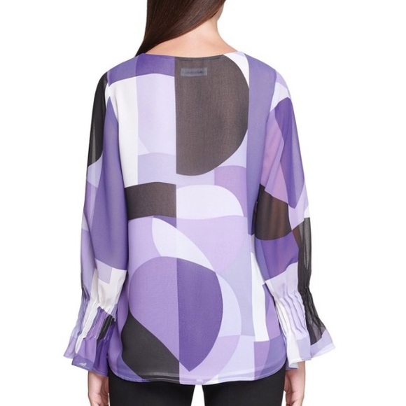 Calvin Klein Pleated-Sleeve Top - Picture 2 of 4